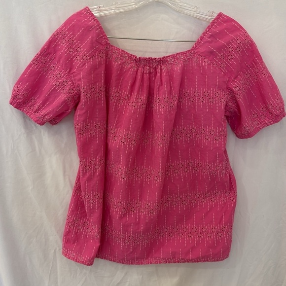 J crew classic vintage closet Spring Pink Eyelet embroidered Top - Picture 6 of 6